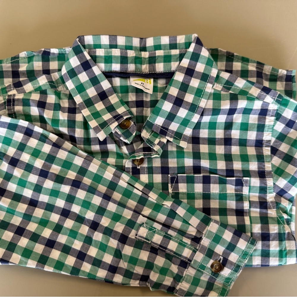 Green and Blue Checkered Toddler’s Shirt